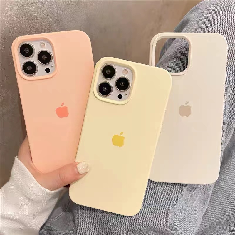IPHONE Casing Silikon Cair Warna-Warni Beludru Untuk Iphone11 12 13 14 Pro Max Plus X XS XR 7 8 Plus SE 2020 shockproof case cover