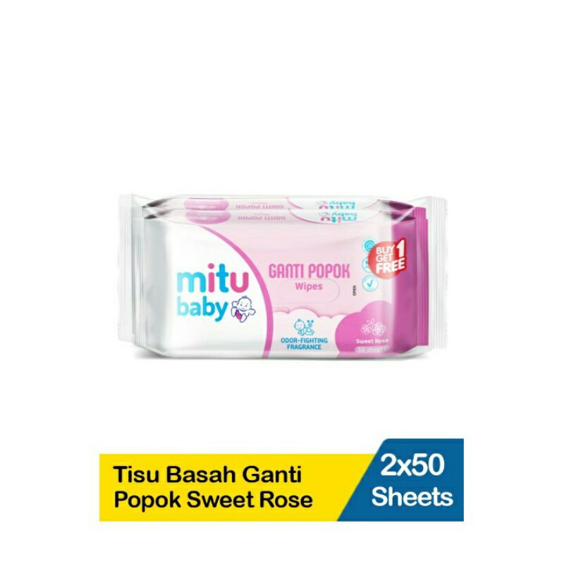 Mitu Baby Tissue Ganti Popok Pink SweetRose 2X50's