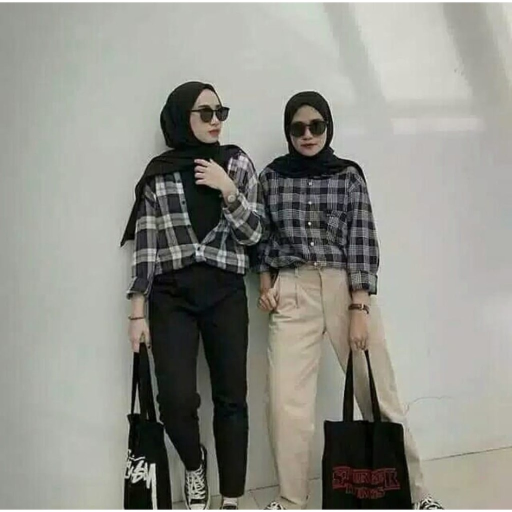 KEMEJA FLANEL KOTAK KOTAK KASUAL WANITA LENGAN PANJANG | ATASAN CEWEK | OUTER FLANEL-3