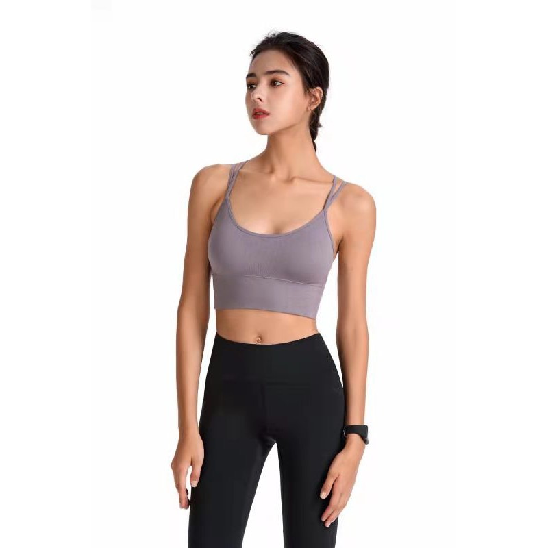 Fine-belt cross-back yoga olahraga bra kecepatan kering shock-bukti binaraga bra