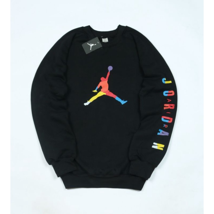 SWEATER CREWNECK AIR JORDAN PREMIUM BLACK - SWEATSHIRT HYPEBEAST AIR JORDAN AUTHENTIC PREMIUM HITAM 