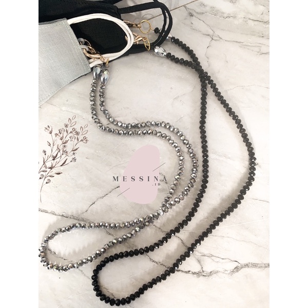 beads strap mask, rantai masker artis mote, kalung masker korea