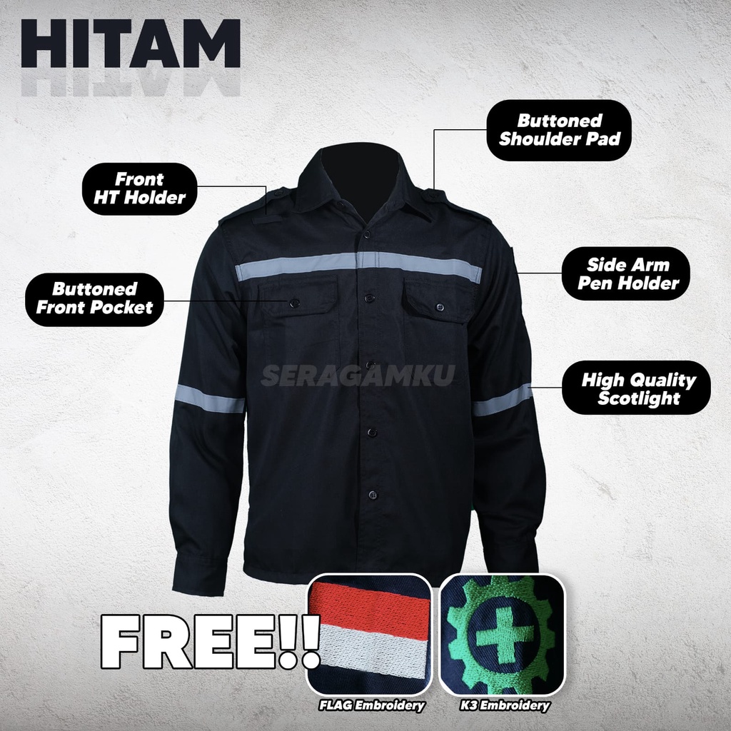 Wearpack Safety HITAM Werpack Atasan Kemeja Baju Kerja Murah Seragamku