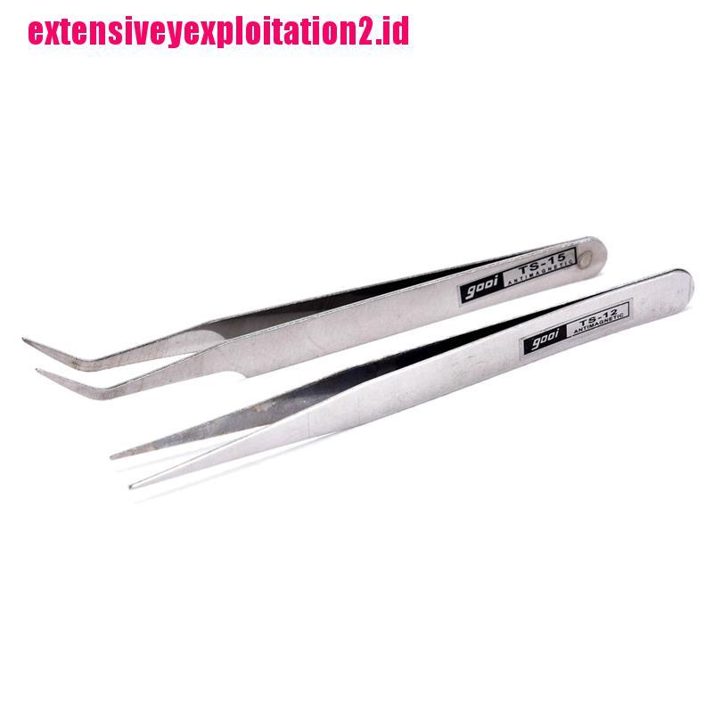 &lt; E2id &amp; &gt; 2pcs Pinset Stainless Steel Untuk Memasang Bulu Mata Palsu