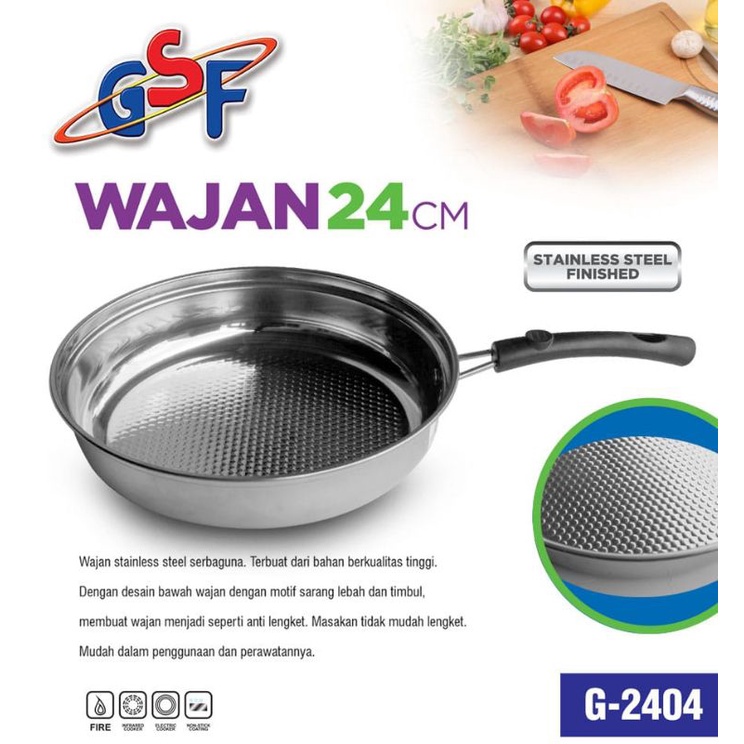 wajan GSF stainless gagang panjang uk 24cm wajan stainless gsf