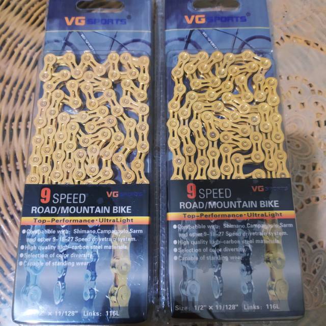 Rantai sepeda 9.8.7 speed VG Sports  warna gold