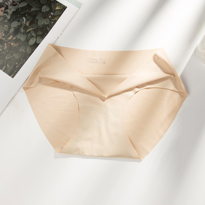 （READY JAKARTA）Celana Dalam Seamless Tanpa Jahitan Anti Nyeplak Fashion Es Sutra CD Wanita-Skin Color