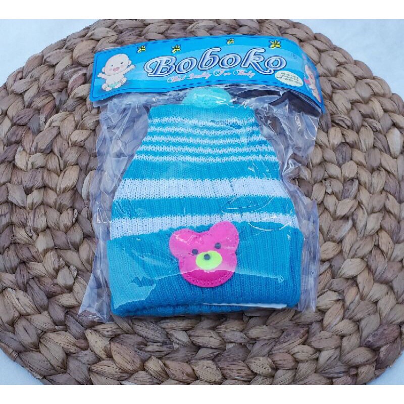 TOPI BOBOKO BIRU TOPI BAYI RAJUT / KUPLUK BAYI RAJUT / TOPI BAYI HANGAT / TOPI BAYI BOBOKO