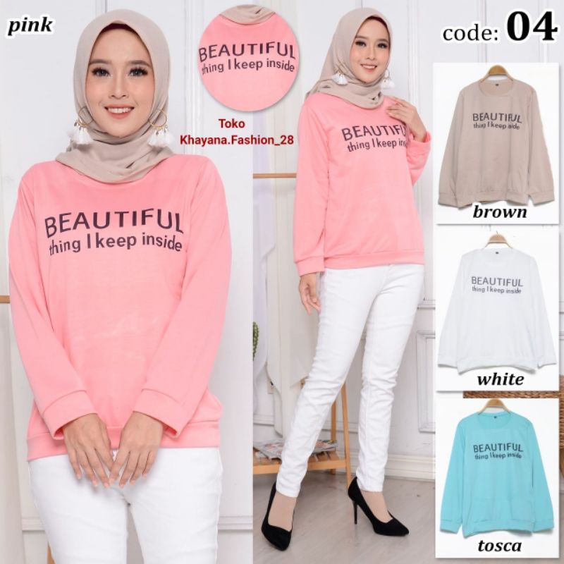 GROSIR Kaos lengan panjang  Kaos wanita lengan panjang  Atasan wanita Blouse BEAUTIFUL