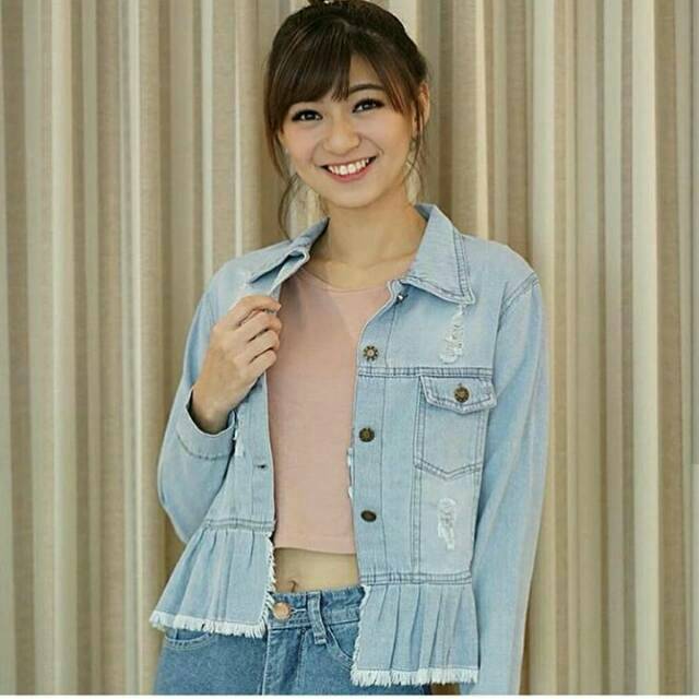 Ripped jaket jeans/jaket levis murah/jaket jeans sobek robek keren/jaket jins wanita/jaket ripped