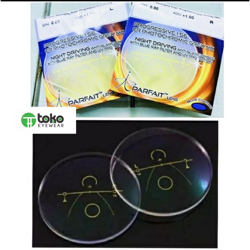Lensa Progresif Photochromic Night Driving Anti Blueray 1.56