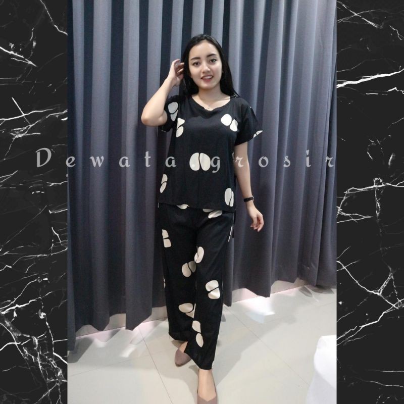 BAJU WANITA PIYAMA BAJU TIDUR SETELAN ONE SET BABYDOLL RAYON SUPER KOPI BALI ROBUSTA TERLARIS-Kopi Hitam