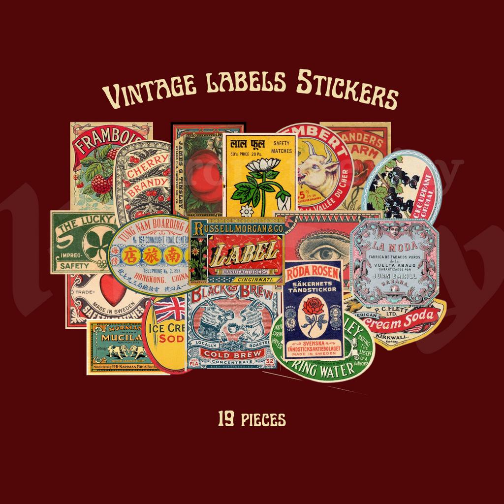 

Vintage Label Stickers - Aesthetic Stickers Vintage Retro Decorative Journal