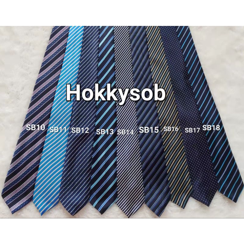Dasi panjang biru corak garis putih silver 3inch 8cm seragam kantor wedding wisuda acara