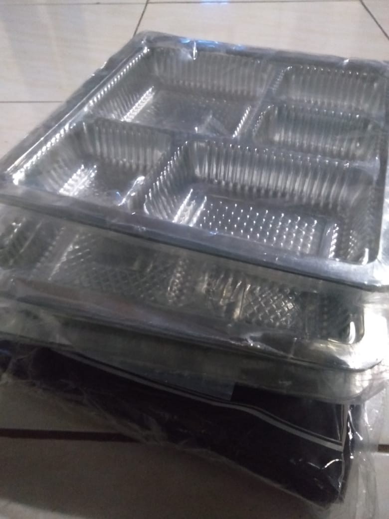 25pcs Tray Mika Untuk Dus Nasi 20x20 Catering 5 Kotak
