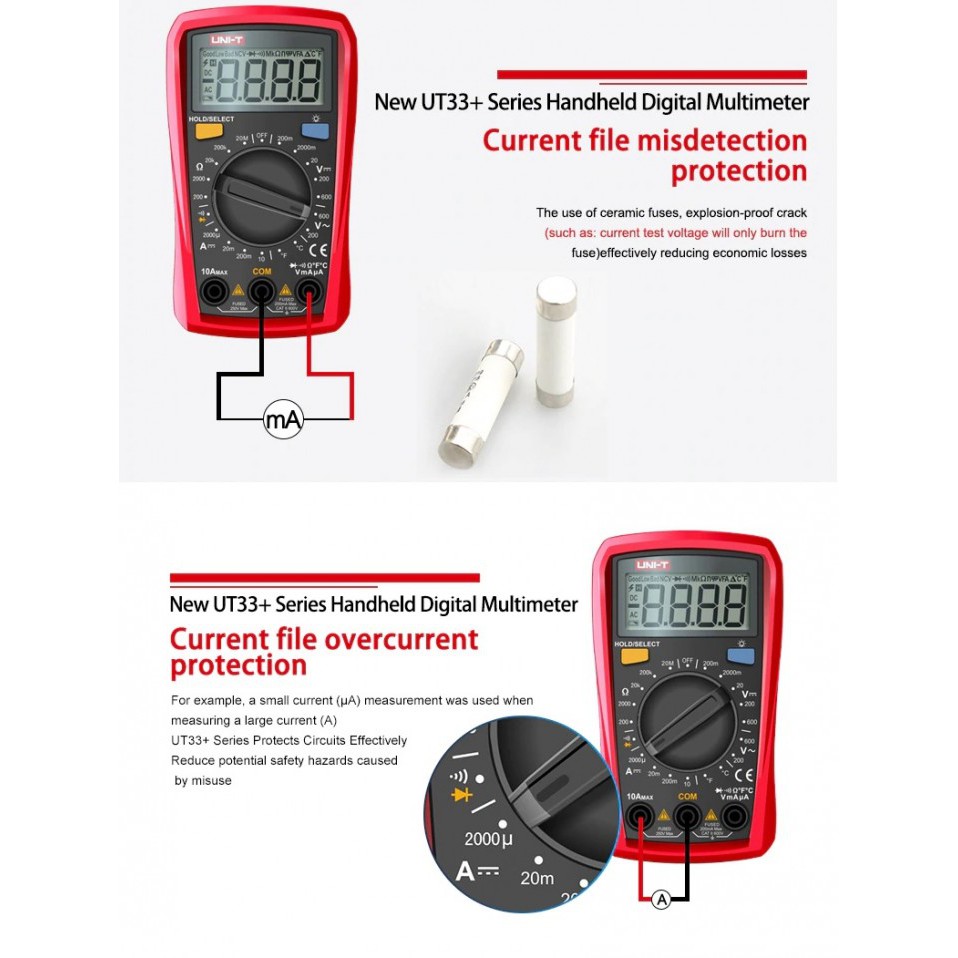 UNI-T UT-33D+ Palm Size LCD Pocket Digital Meter Multimeter