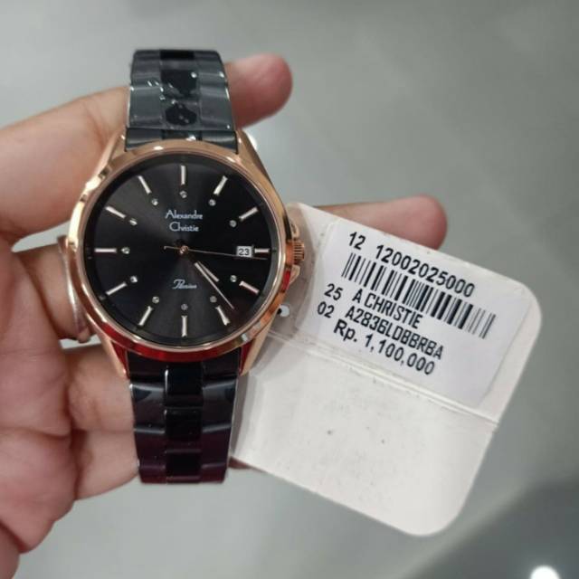 Jam Tangan Wanita Alexandre Christie AC 2836 ac2836 Black Rosegold Original 33mm tpstj