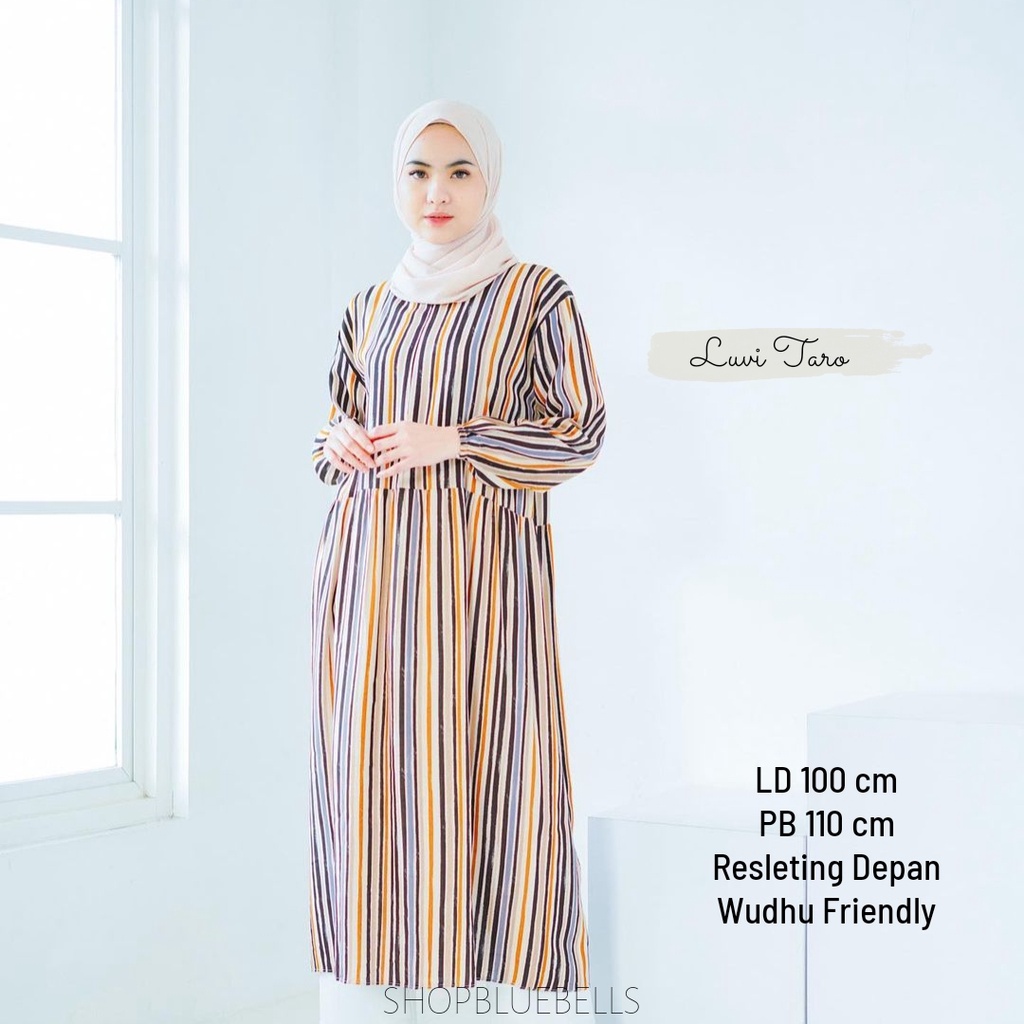 Floral &amp; Print Ankle Dress - Gamis Katun Rayon Rempel