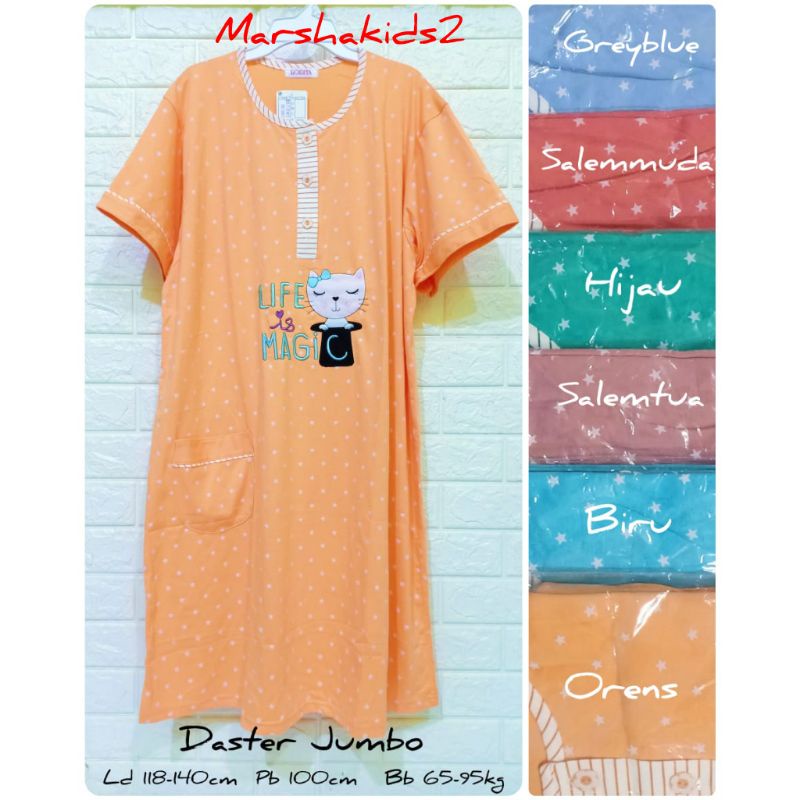 Daster kaos jumbo dewasa Lorita by sofie daster kancing depan jumbo big size Ld 118cm 140cm