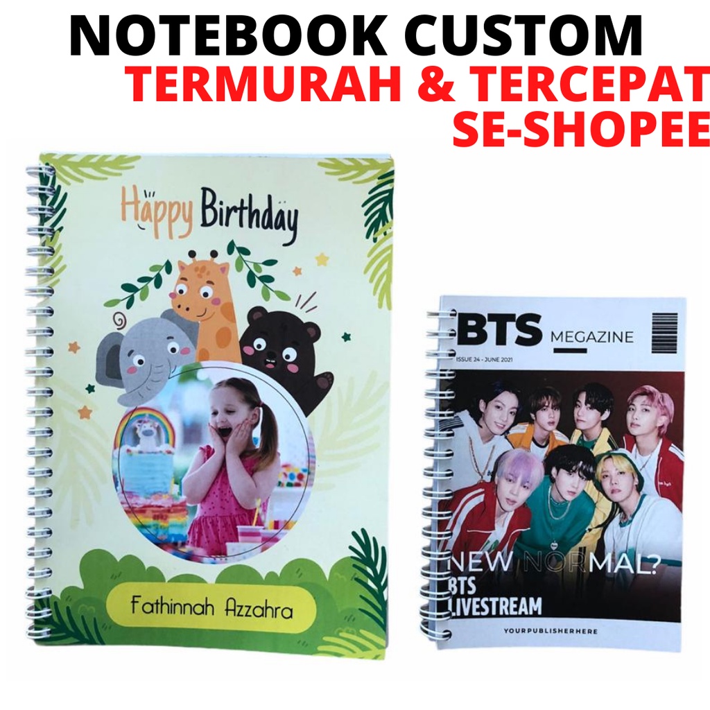 

Notebook Spiral / Buku Catatan / Buku Tulis CUSTOM Ide Souvenir Pernikahan Merchandise Acara Event