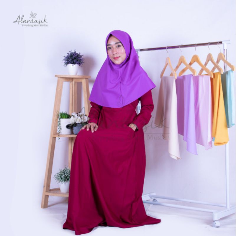 Alantasik - Jilbab Sport Khimar Pet Antem Uk S / Jilbab instant Ukuran S / Jilbab Sekolah R.8