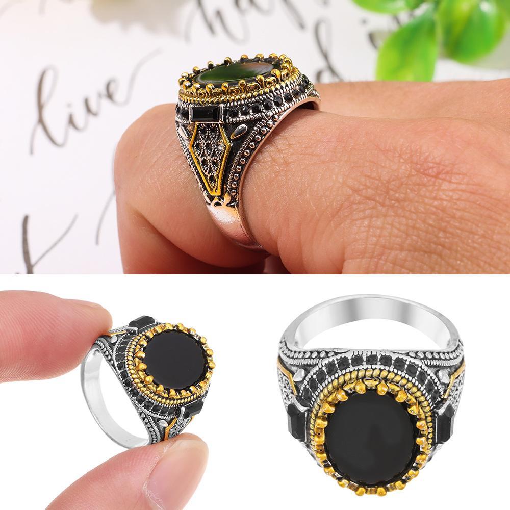 PREVA Men's Ring Party Jewelry Punk Religious with Black Onyx Stone