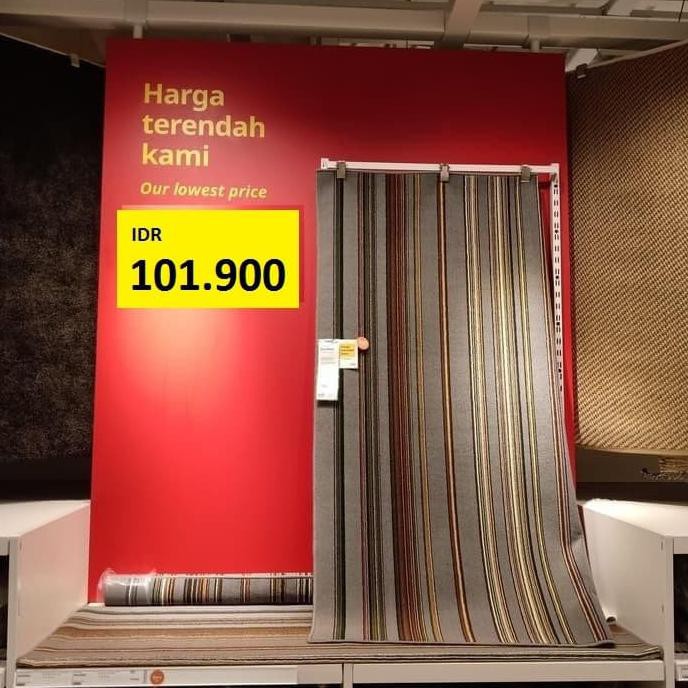 Kaldred - Karpet Ikea, Bulu Tipis, Motif Garis-Garis Lowienjan24