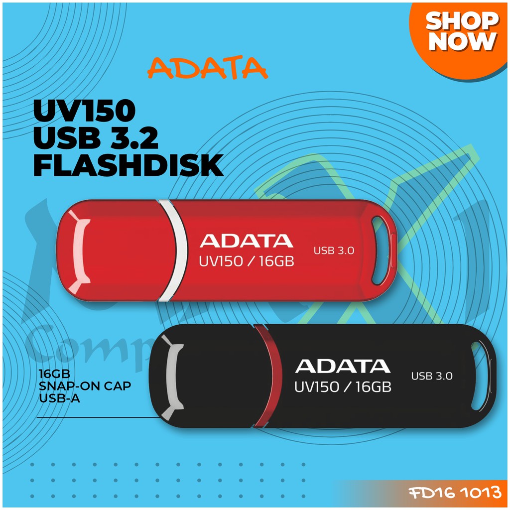 Adata UV150 16GB USB 3.2 Handy Snap-On Cap Design USB Flash Drive Flashdisk