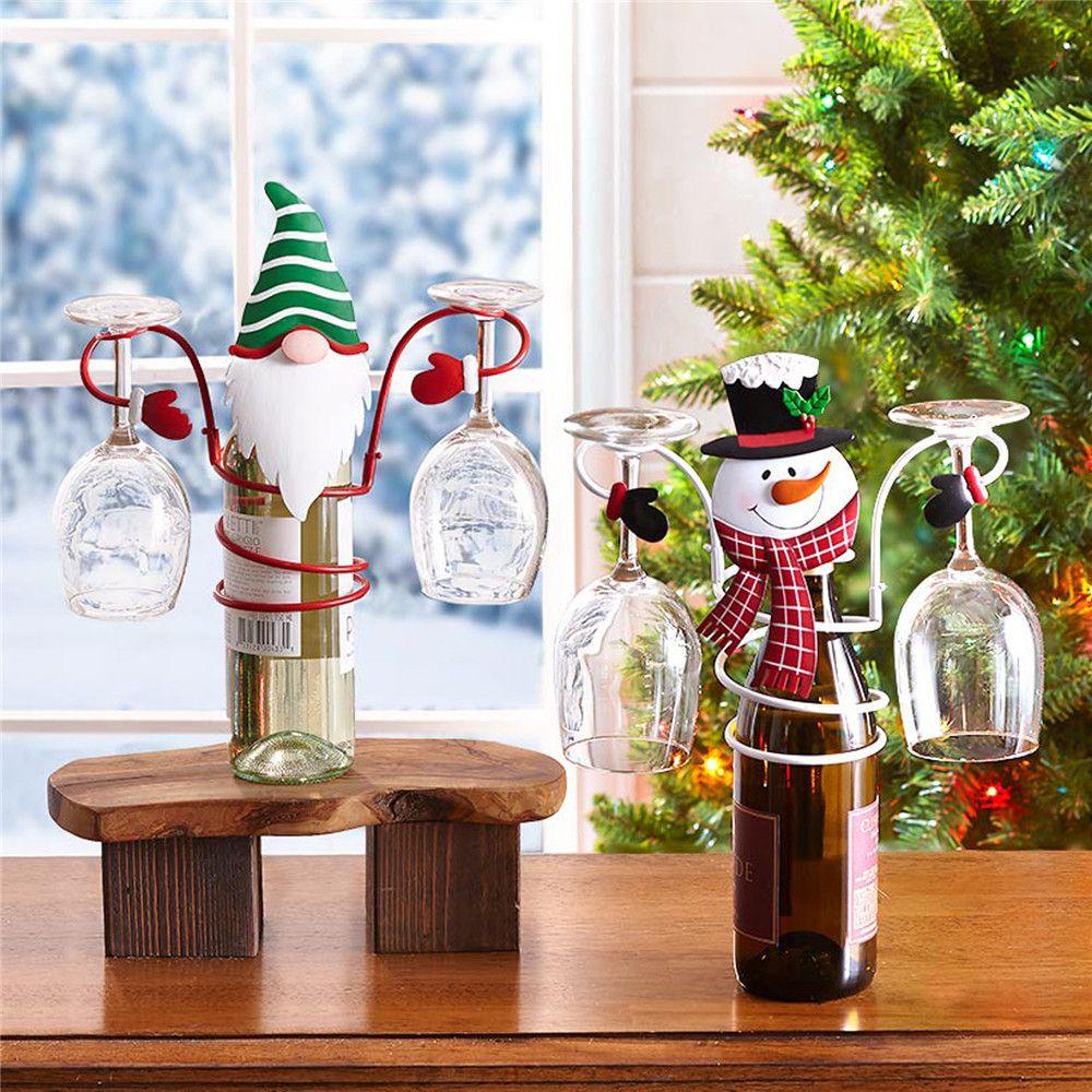 Solighter Tempat Gelas Wine Dapur Rumah Snowman Meja Rak Penyimpanan Goblet Holder