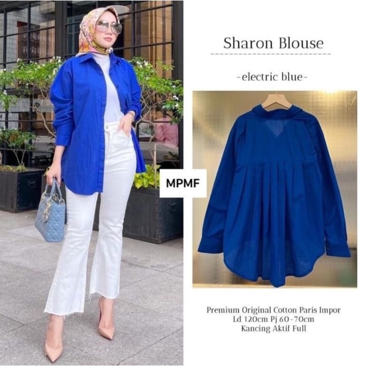 Sharon Bluse Bahan Katun - BAJU BLOUSE WANITA JUMBO BIG SIZE TO XXXL - ATASAN LENGAN PANJANG