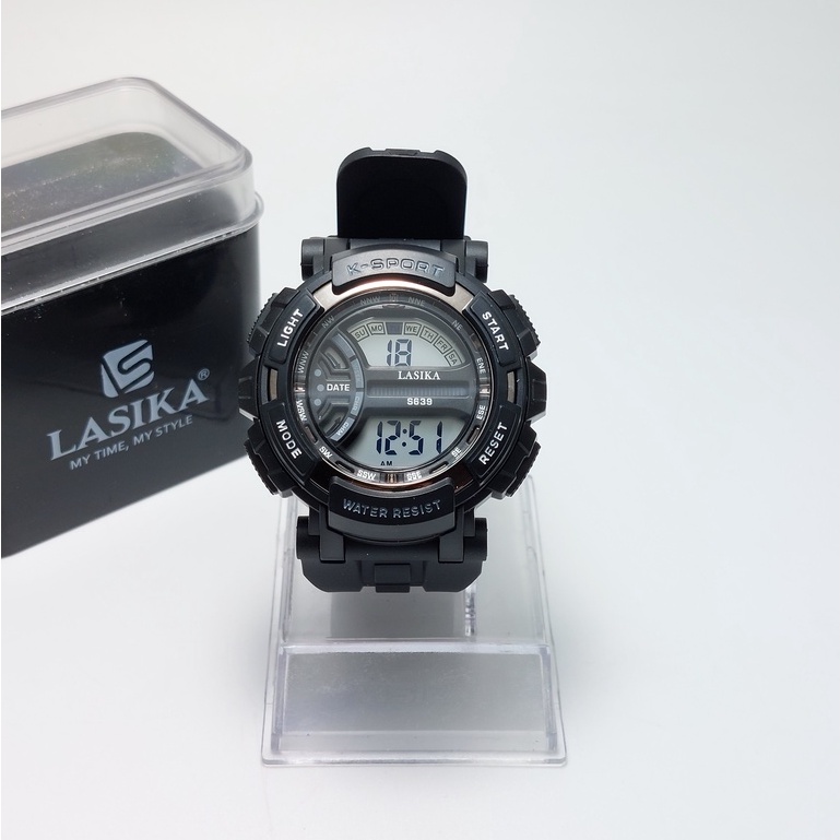 SALE Jam Tangan Hitam Bulat Strap Rubber Sporty Casual Water Resist 639 LASIKA