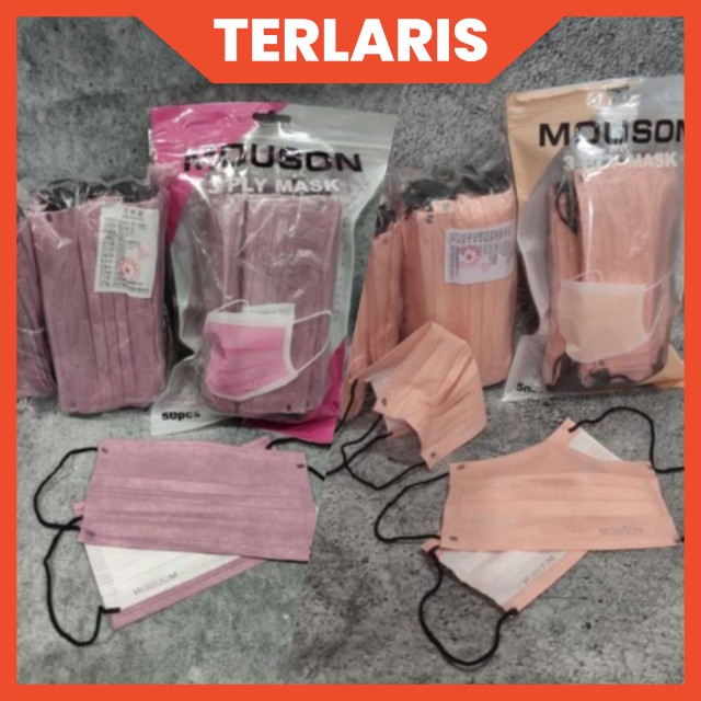 FACEMASK Masker 3 Ply Warna Warni 1 Box Isi 50Pcs