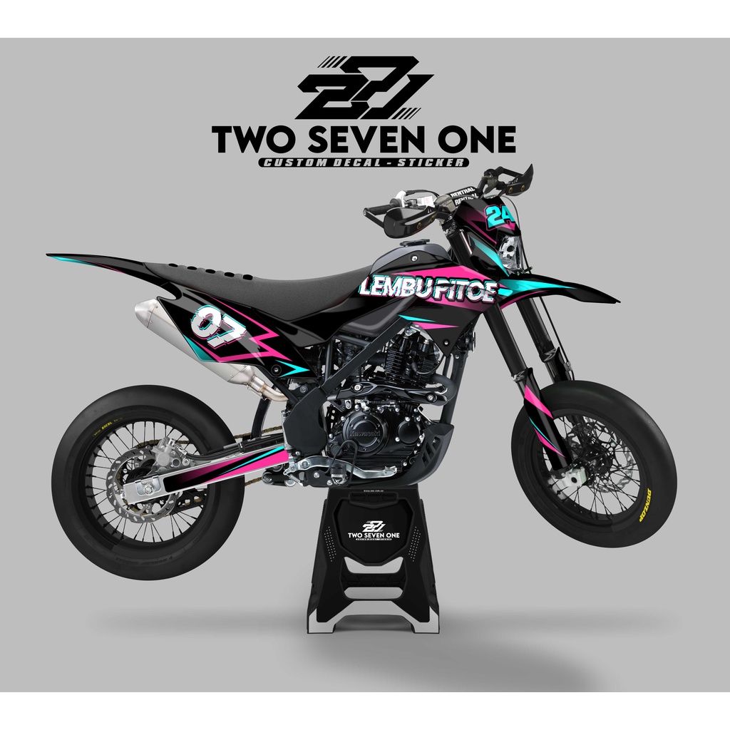 DECAL STICKER MOTOR DTRACKER VARIASI HITAM BIRU PINK FULL BODY BEBAS DESAIN FULL CUSTOM