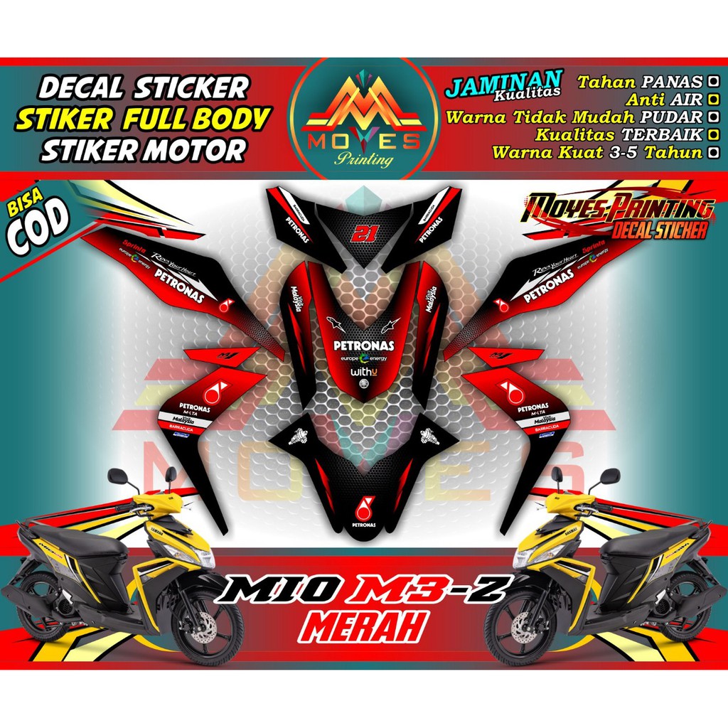 Jual Tersedia Cod Decal Sticker Decal Stiker Mio M3 Decal Mio M3 Decal Motor Yamaha Mio M3 Full Body Petronas Warna Warni Spec B Indonesia Shopee Indonesia