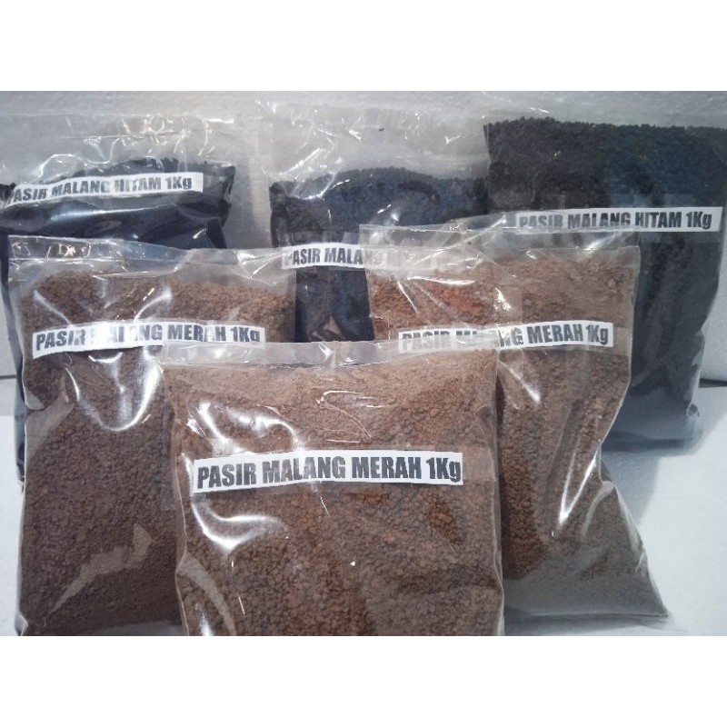 Pasir Malang / PASIRMALANG Aquarium Aquascape dan Media Tanam Repack 1Kg(Hitam&amp;Merah)MURMER