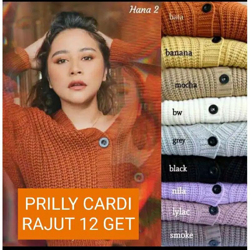 PRILLY CARDI CROP RAJUT WANITA(12 GET) /MIDI KARDIGAN /