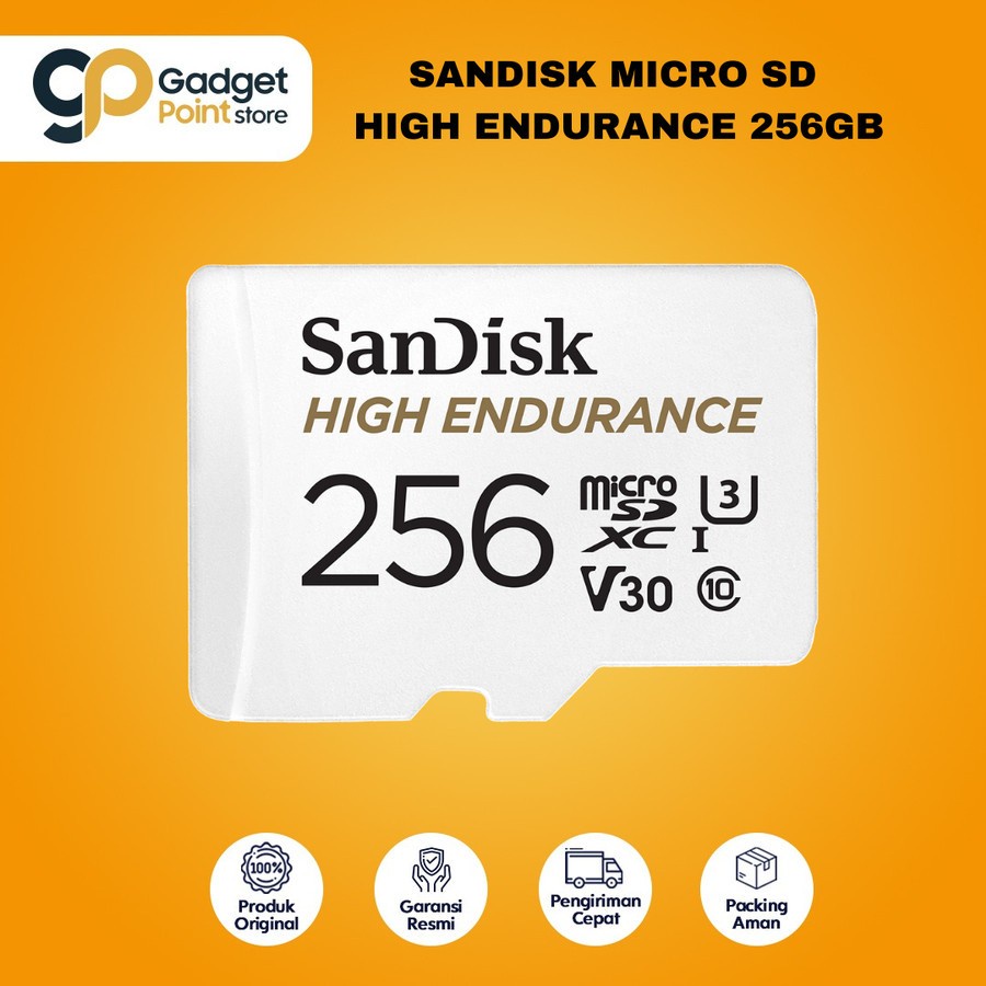 Memory CCTV 256GB | SanDisk Micro SD High Endurance 256GB 100MB/s MicroSD CCTV Original Garansi 2 Tahun