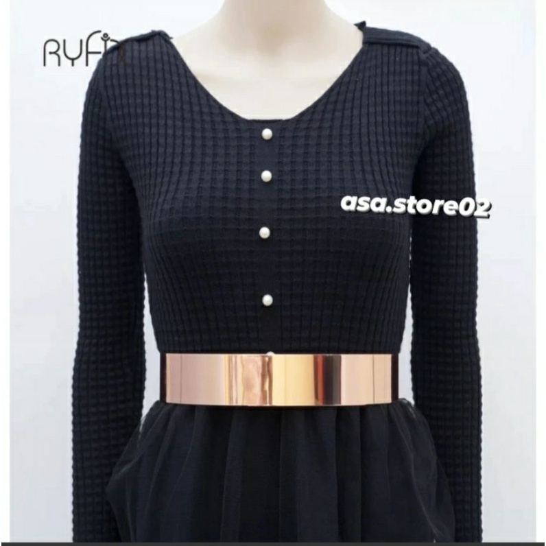 Sabuk PLAT Import Gesper Ikat Pinggang Wanita Emas/Obi Belt GOLD Flash Sale