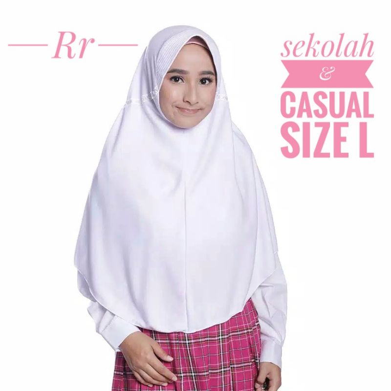 Jilbab Kerudung Anak Sekolah Serut Pita Model RABBANI Inova Size L