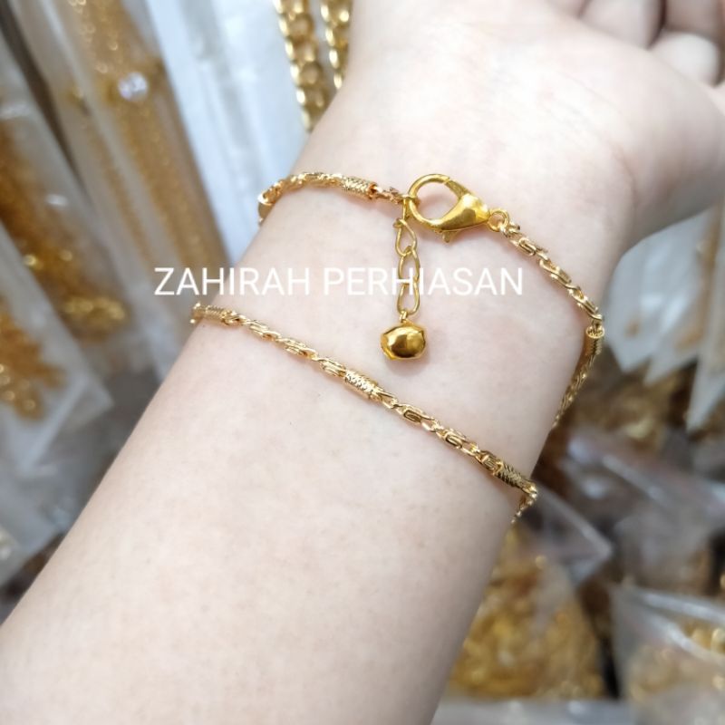 GELANG WANITA MOTIF BAMBU LAPIS EMAS 24K