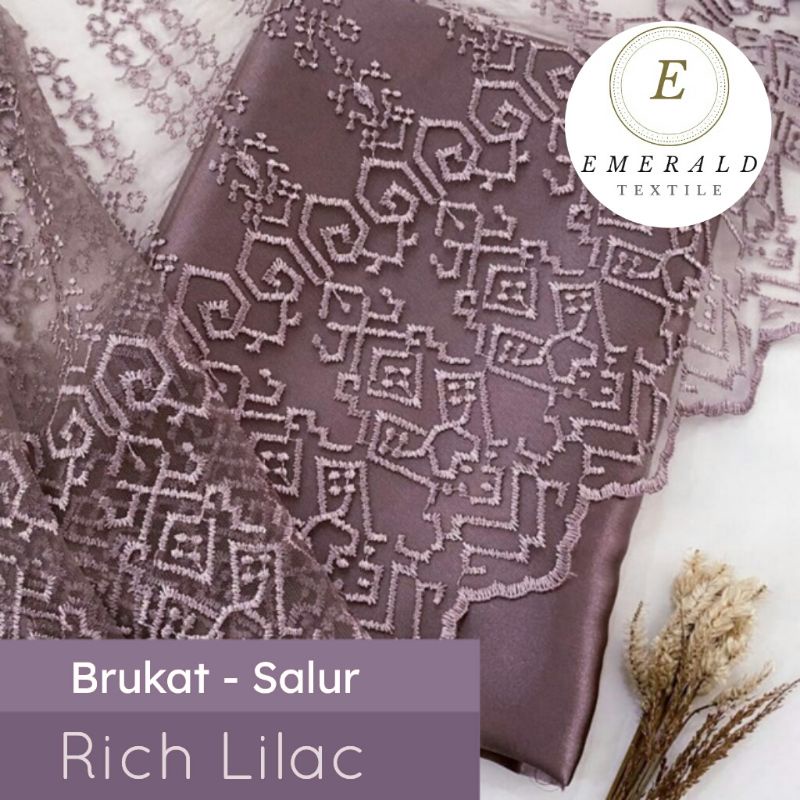 SETENGAH METER Kain Brokat Tile Prancis Bahan Kebaya Motif Salur - Rich Lilac ( HARGA PER 50cm KAIN )