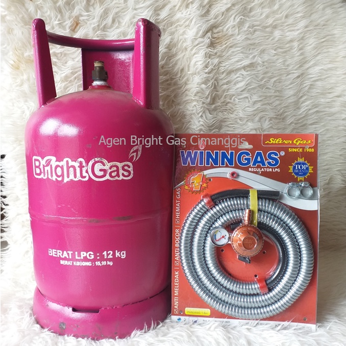 PAKET TABUNG BRIGHT GAS 12 KG PINK PLUS ISI + REGULATOR
