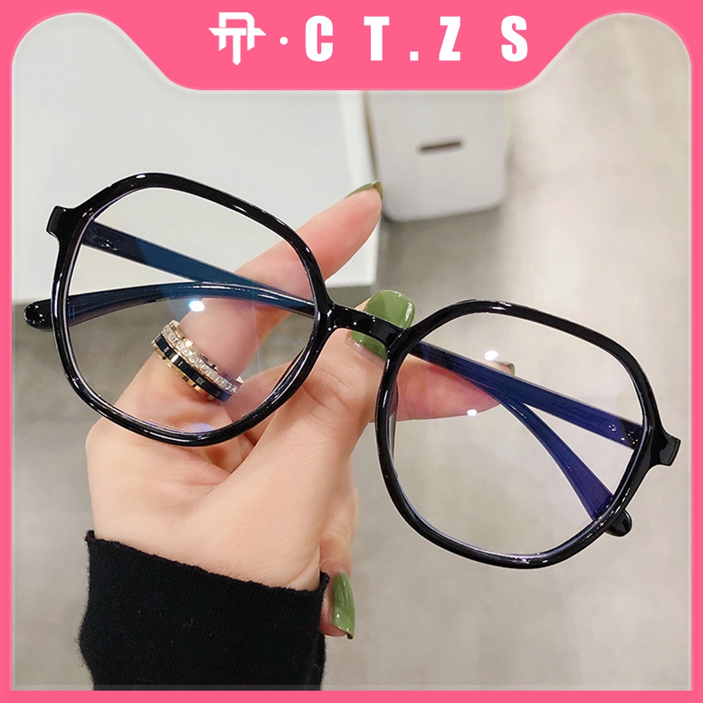 Gradient Transparent/Black Frame Anti Blue Light Clear Lens Glasses for Women Retro Eyewear