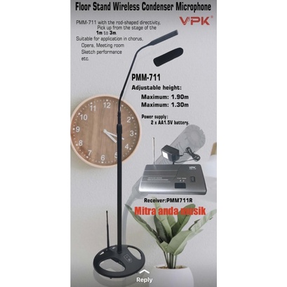 Mic microphone wireless uhf stand microphone condenser pidato pmm711