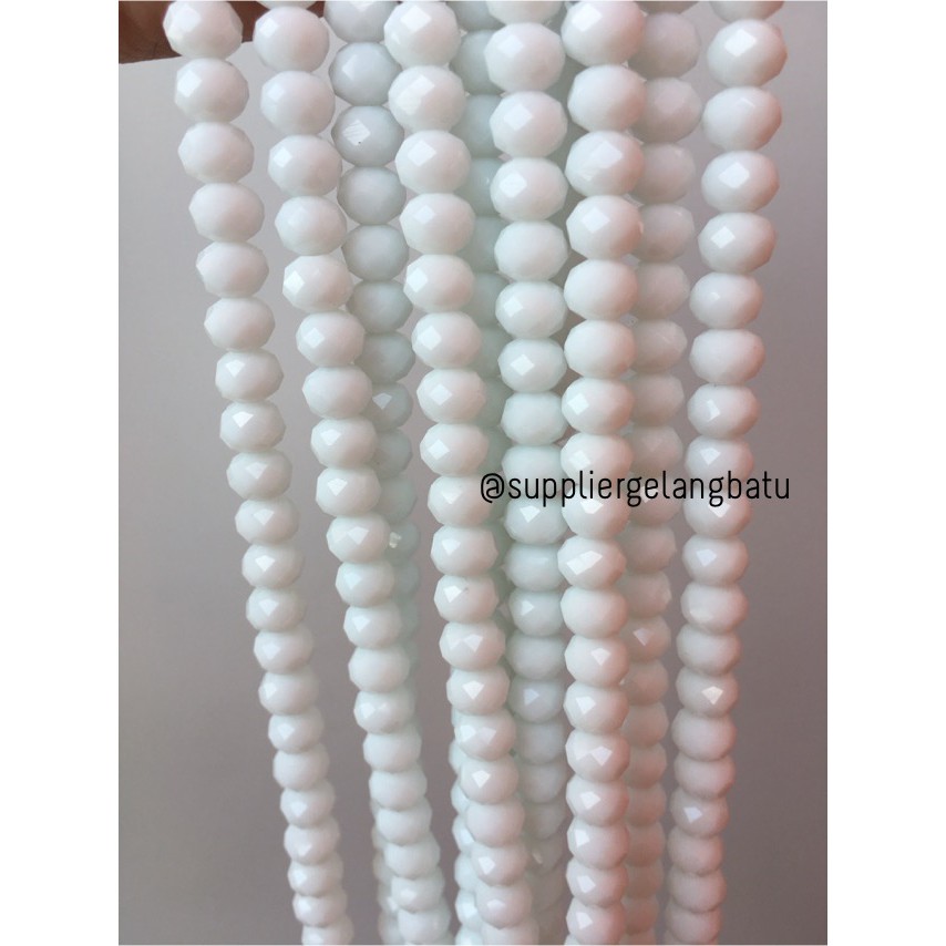 Crystal Ceko Doff 8mm PUTIH SUSU aksesoris beads manik donat rondelle bahan gelang kalung cewek bead