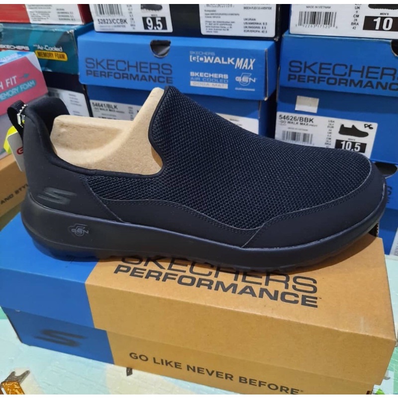 skechers 54626/BBK skechers go walk max privy black sepatu slipon skechers