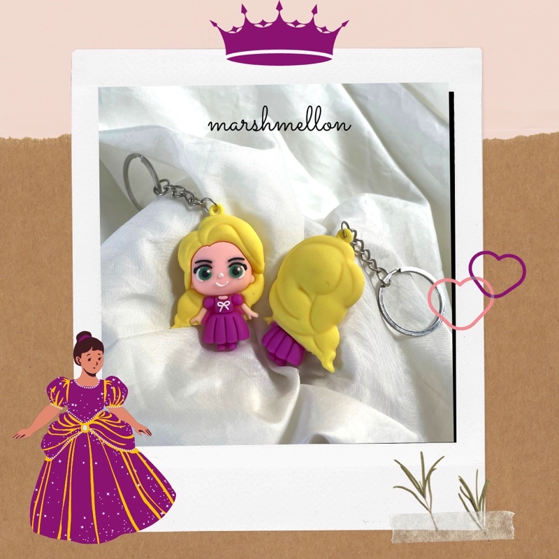 Gantungan Kunci Pop It & Gelang Pop It Pastel Rainbow | Pop It Gurita | Princess Key Chain (Snow White Cinderella Aurora Belle) | Pop It Warna Lilac Pink Tosca Fidget Key Chain Macaron-Aurora