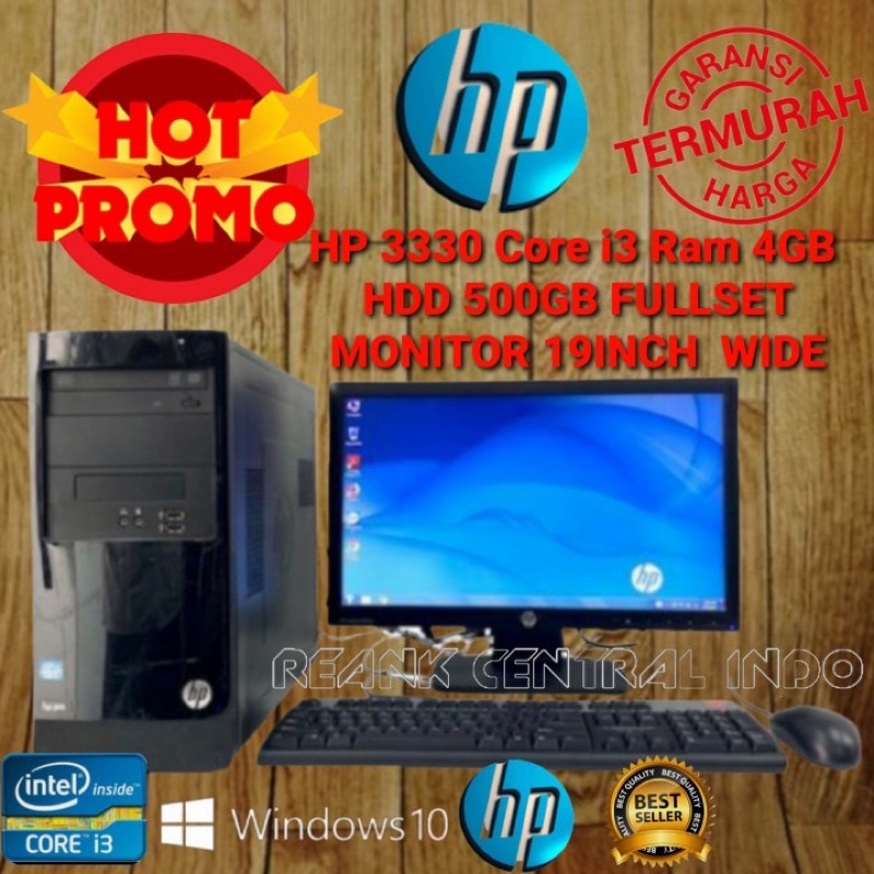 CPU FULL SET CORE i3 RAM 4GB HARDISK 500GB MONITOR 19INCH WIDE PROMO CUCI GUDANG