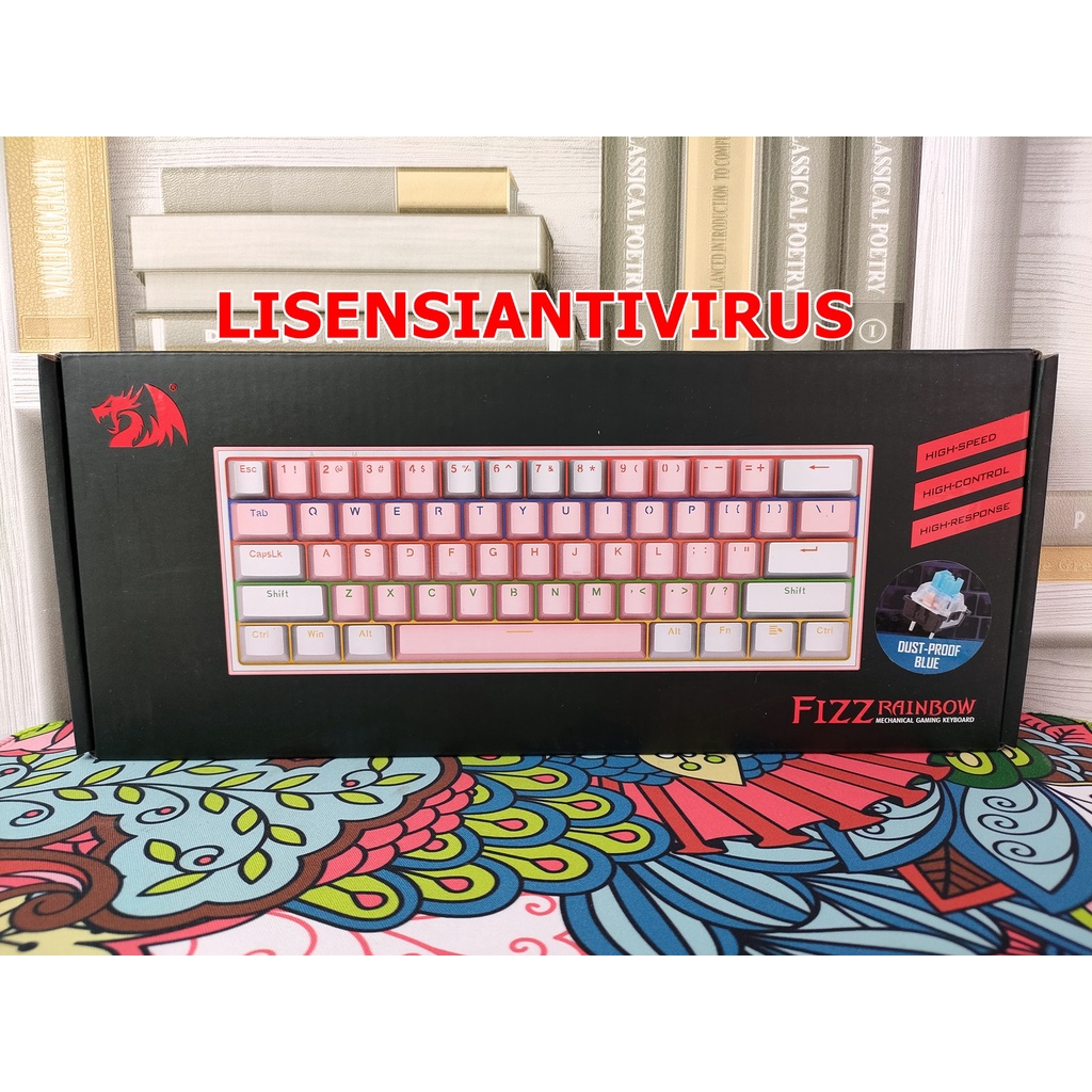 Redragon Mechanical Gaming Keyboard 60% PINK WHITE RAINBOW FIZZ-K617-R