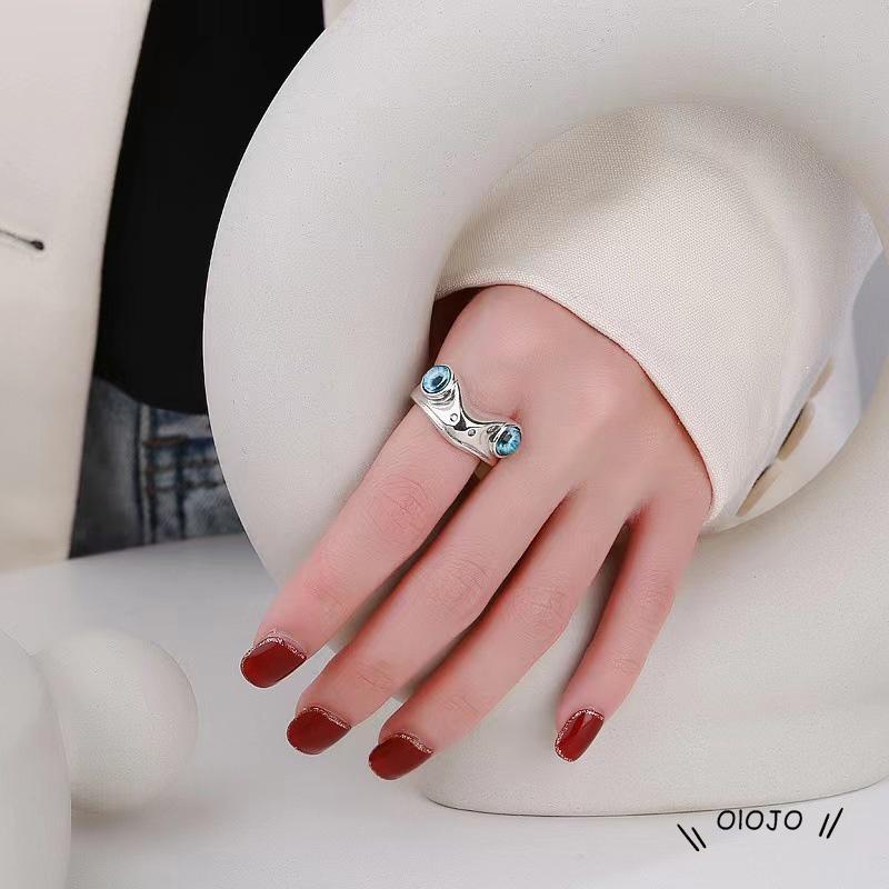 Cincin Model Mata Iblis Katak Biru Tiga Dimensi Terbuka Untuk Pria Dan Wanita ol2